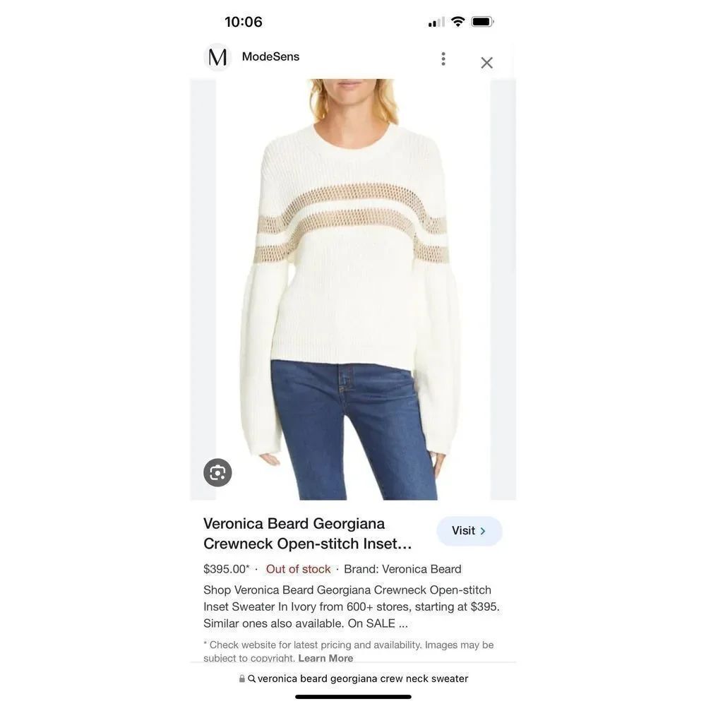 Veronica Beard Georgiana Crew Neck Sweater sz XL NWT
